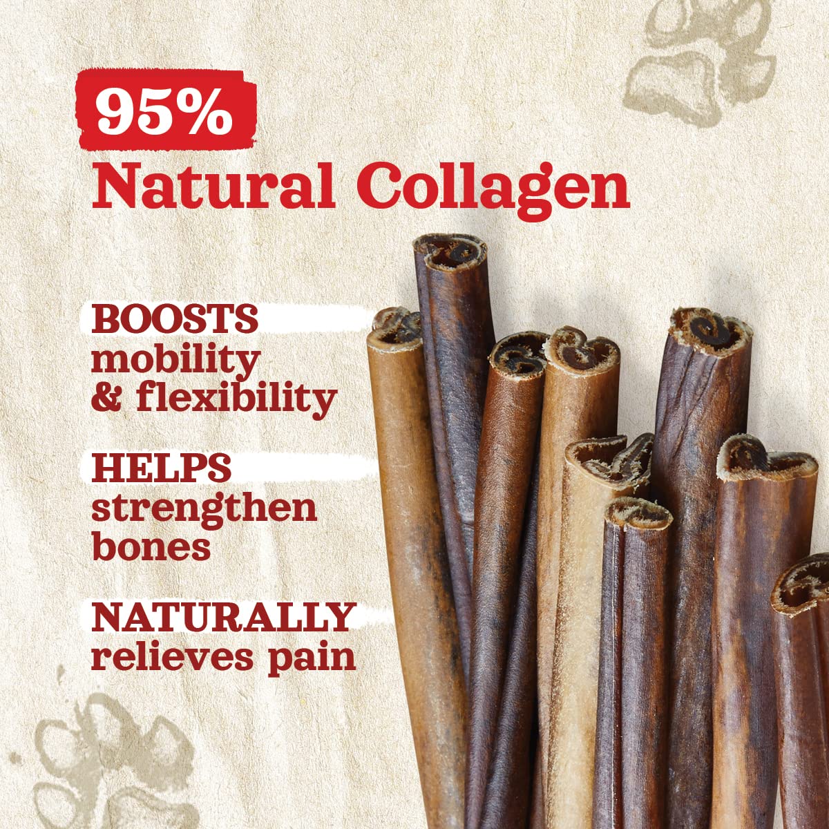Natural Farm Collagen Chews rawhide-alternative visual showing beef skin origin and safety.