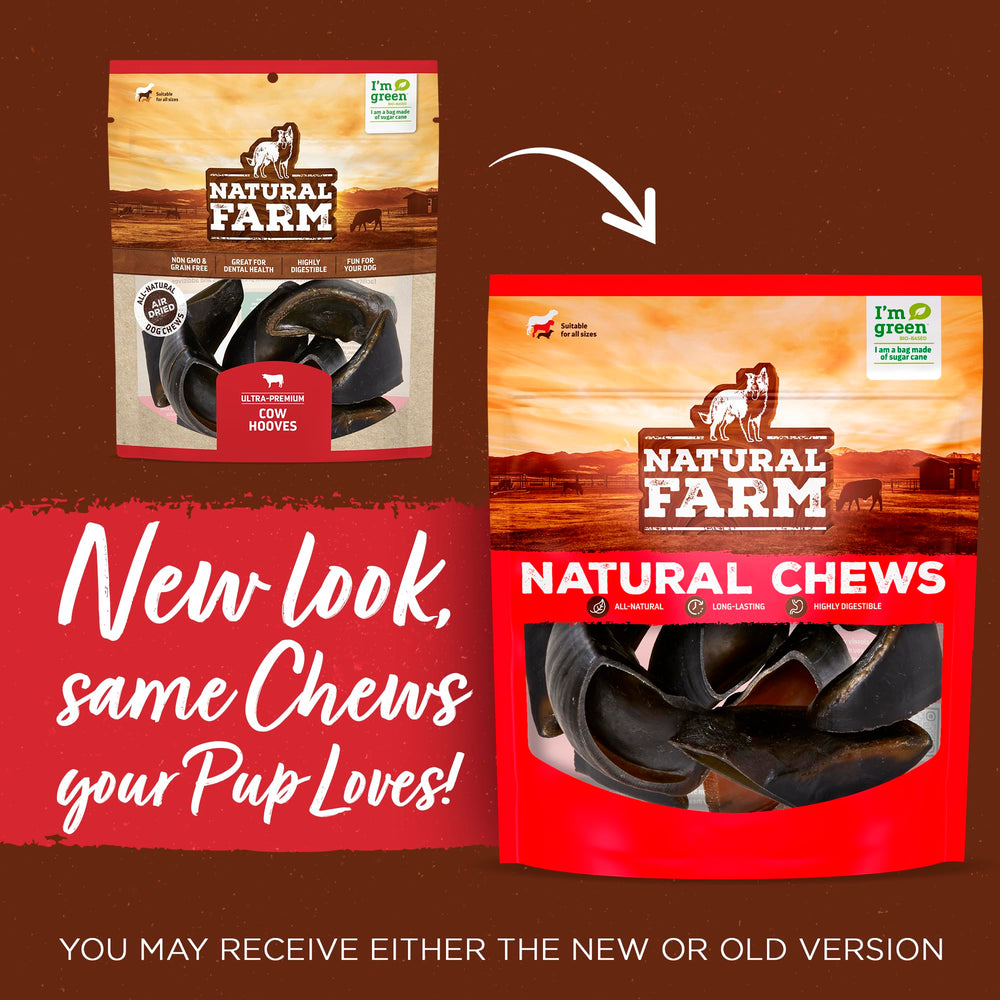 Natural Farm Cow Hooves in bag image, ready for home use.