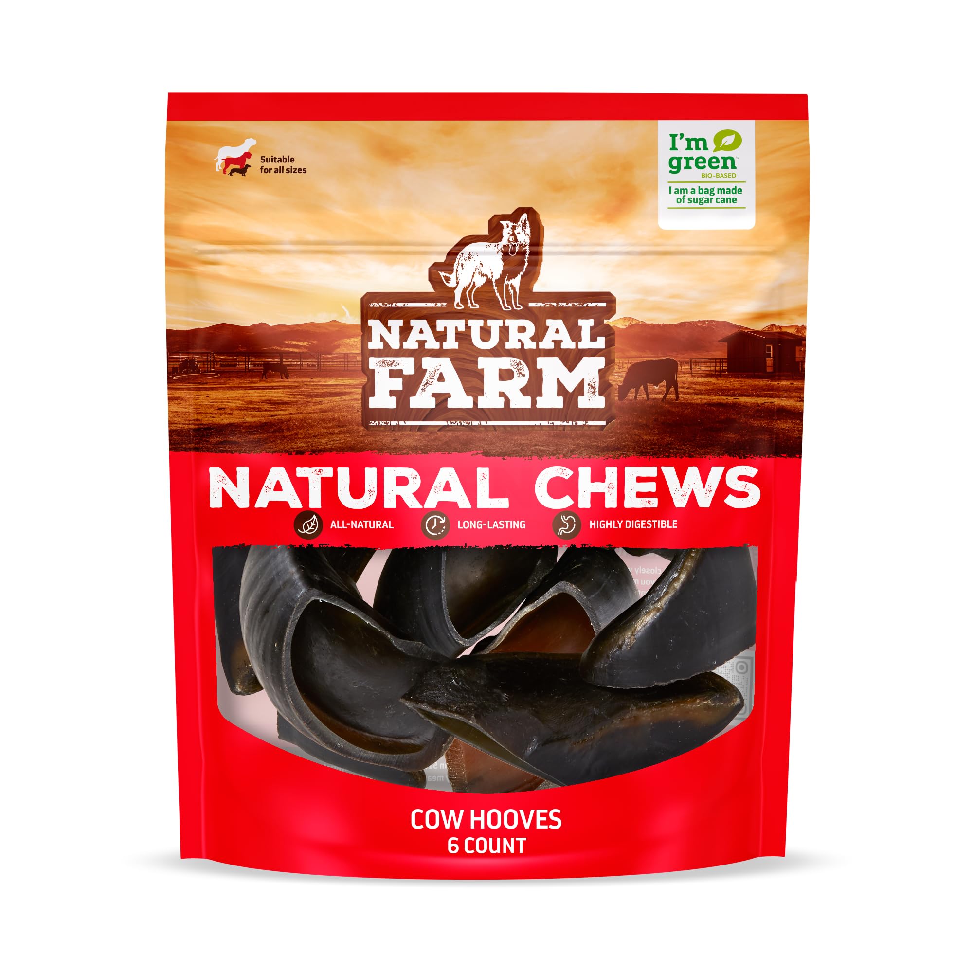 Natural Farm Cow Hooves odor-free chew close-up shows a cleaner alternative for dogs.