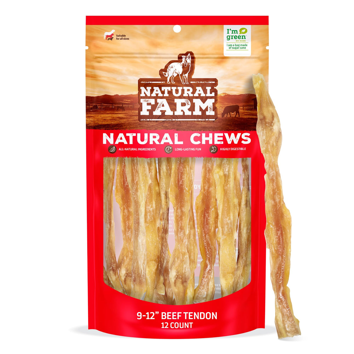 Natural Farm extra-thick beef tendons—close-up chew texture supporting joint-friendly chewing.