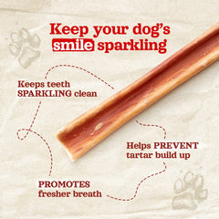 Natural Farm Gullet Sticks ingredients visual; single-ingredient beef esophagus for transparency