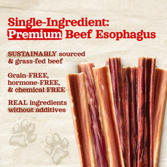 Eco-friendly packaging of Natural Farm gullet sticks in recyclable materials.