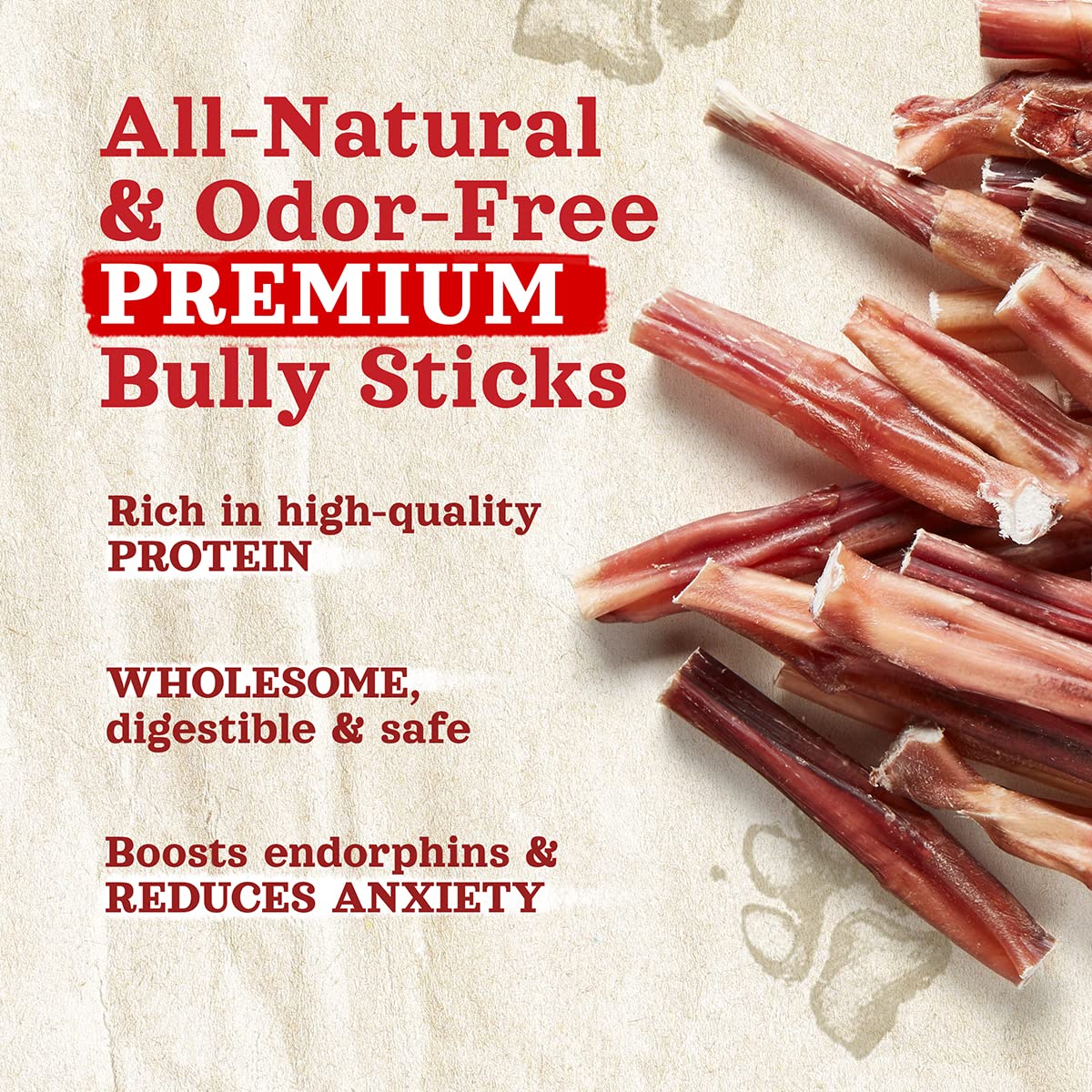 Natural Farm Odor Free Bully Sticks packaging conveys value and secure storage