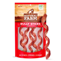 Natural Farm Odor-Free Curly Bully Sticks pack front view for crate training prep.