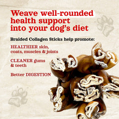 Natural Farm Odor Free dog chew close-up showing braided texture.