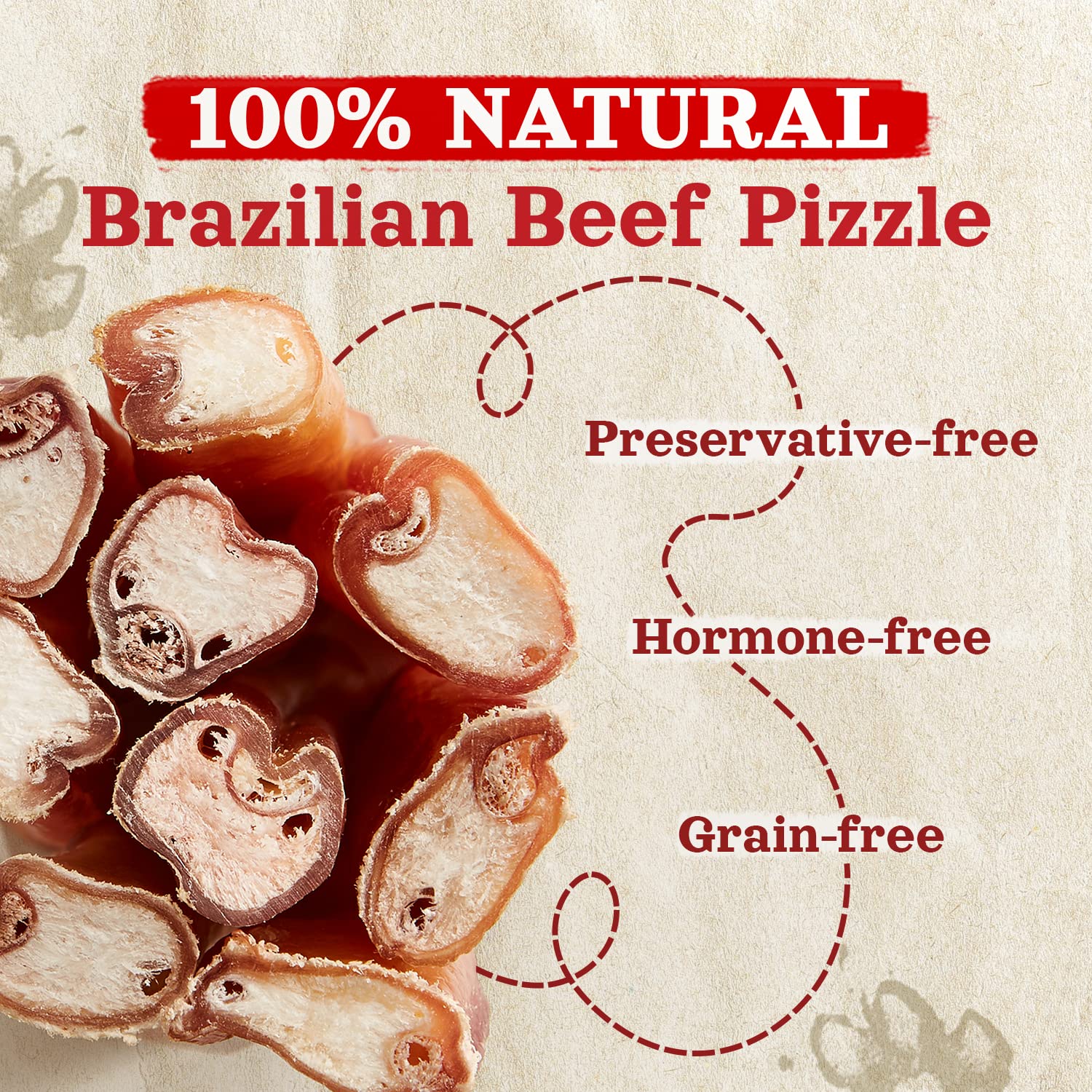 Natural Farm Odor Free Jumbo Bully Sticks grass-fed beef sourcing emphasizes natural ingredients.
