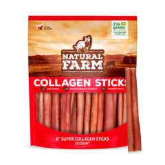 Natural Farm Odor-Free Super Collagen Dog Chews 6-inch stick for extended chew time