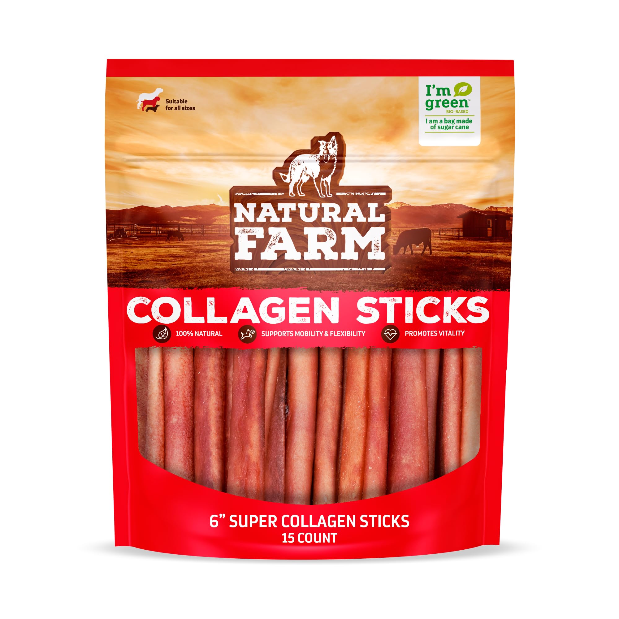 Natural Farm Odor-Free Super Collagen Dog Chews pack highlights protein-rich treats for dogs