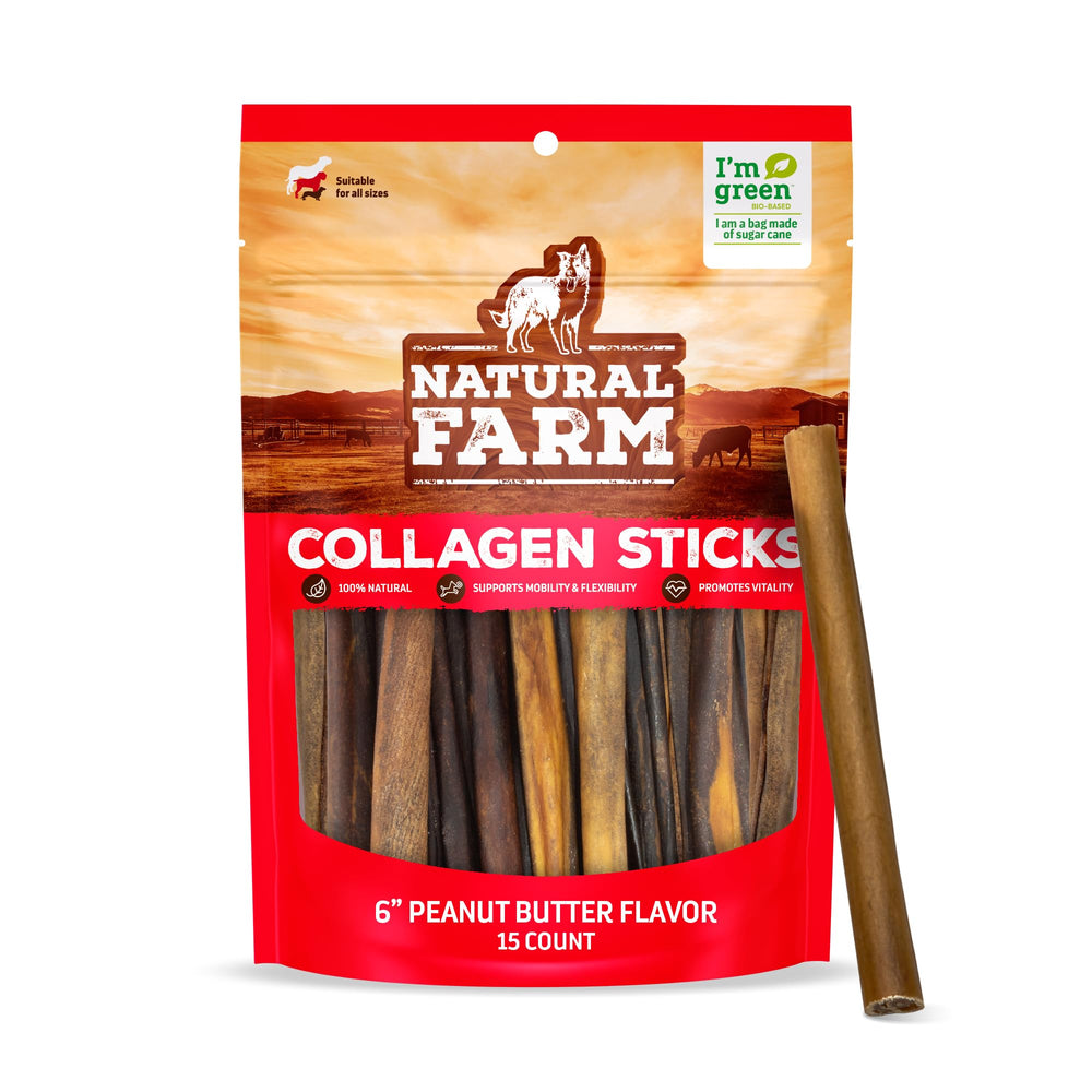 Natural Farm collagen stick closeup highlighting beef skin texture and aroma.