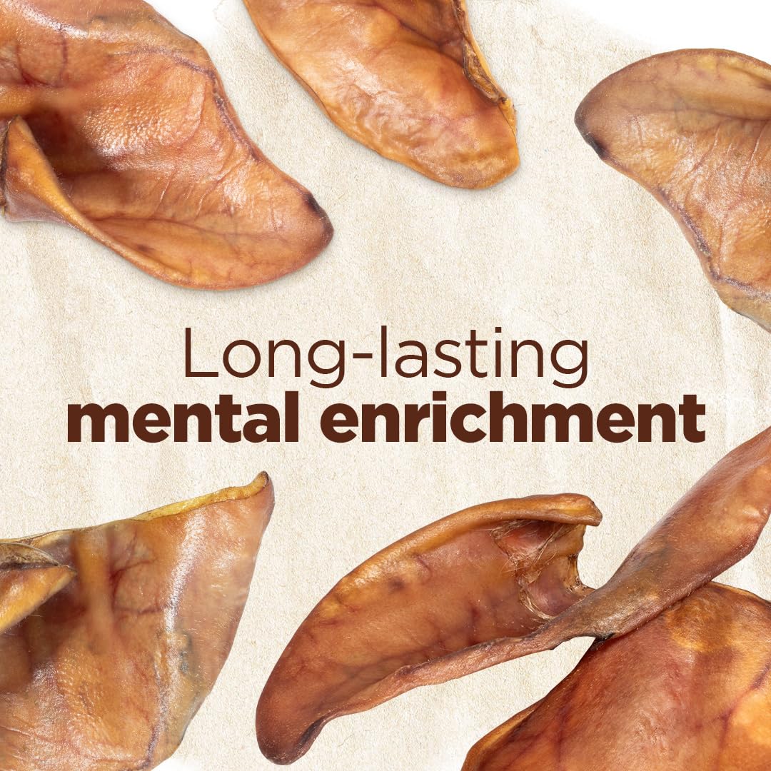 Natural Farm Pig Ears dental-benefits close-up for jaw work and fresher breath.