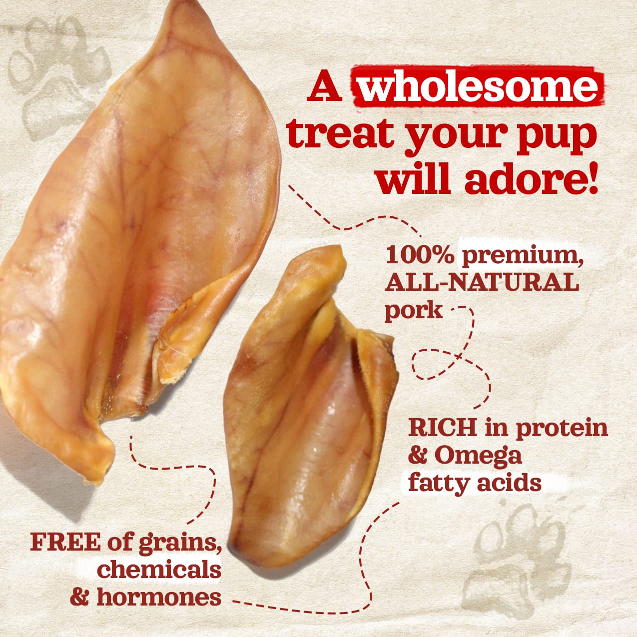 Natural Farm Pig Ears single-ingredient label emphasizes pure, additive-free chews.