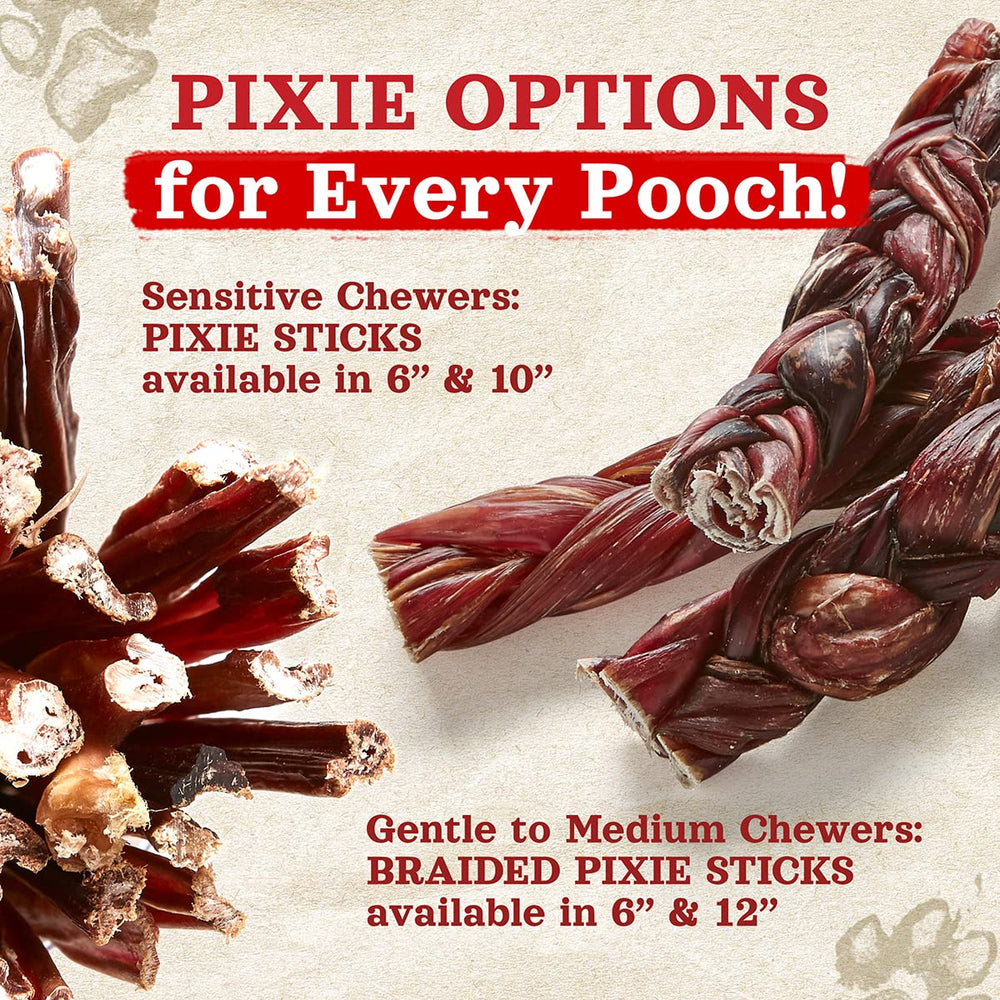 Natural Farm Pixie Pizzle chew action—dog happily gnawing during chew time