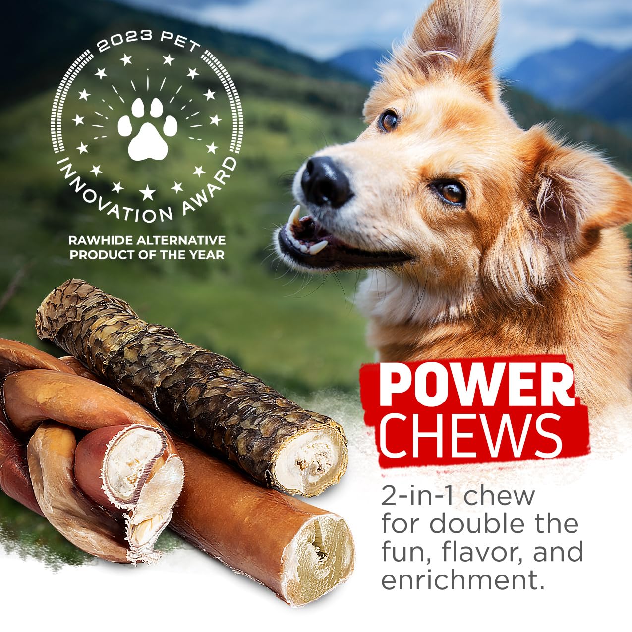 Natural Farm Power Bully Sticks 6-inch chew fits medium dogs' chewing needs.