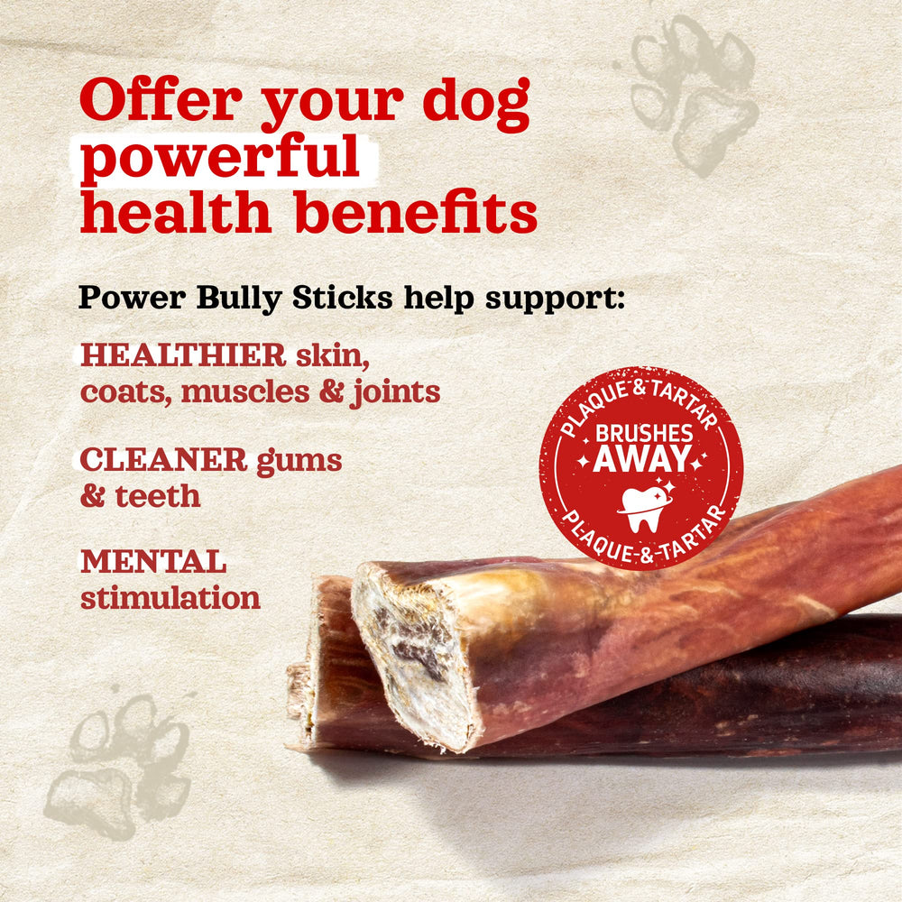 Natural Farm Power Bully Sticks dual-texture cut illustrating 2-in-1 chew design.