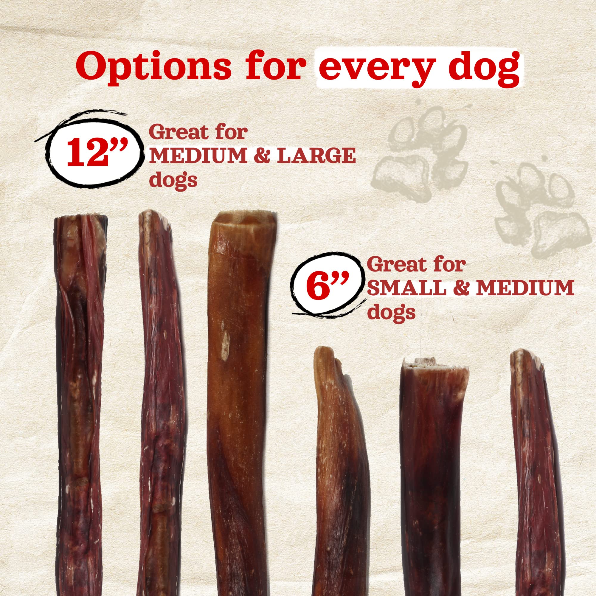 Natural Farm Power Bully Sticks 12-pack display suitable for multiple dogs.