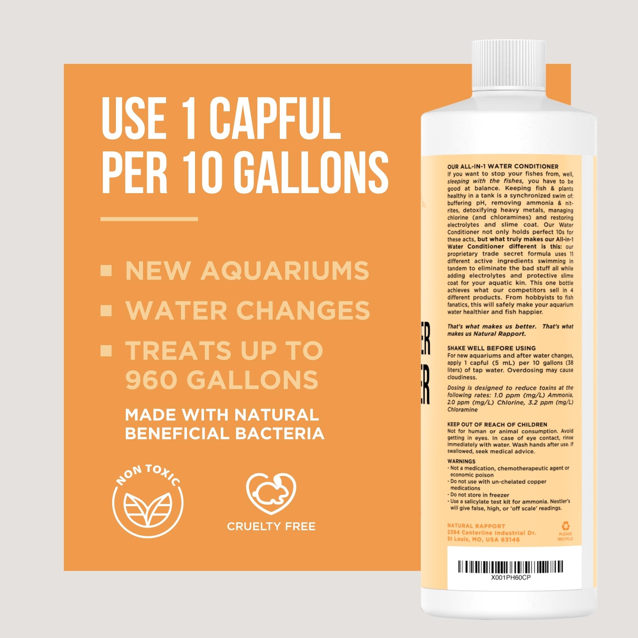 Natural Rapport Aquarium Water Conditioner for freshwater setup improving tap water