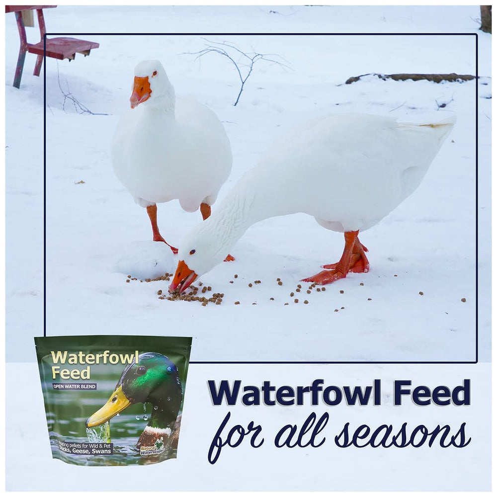Natural Waterscapes fishmeal protein feature emphasizes balanced nutrition for水fowl.