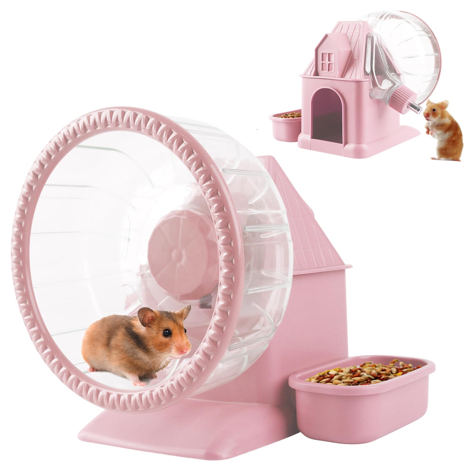 Nature Ann 4 in 1 silent hamster wheel pink in action promotes quiet nighttime play