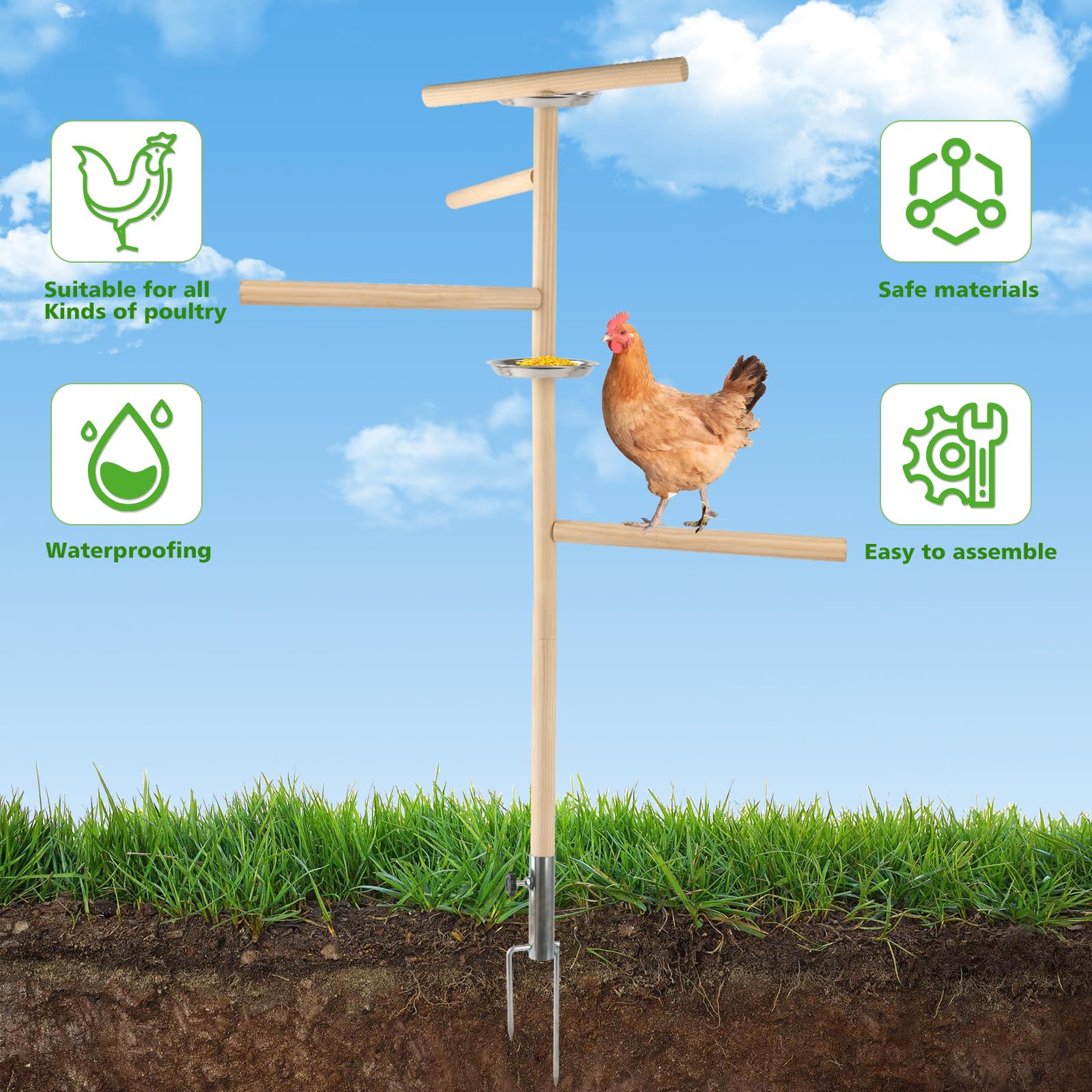 Nature Ann 61-inch tall chicken perch ideal for large birds and groups