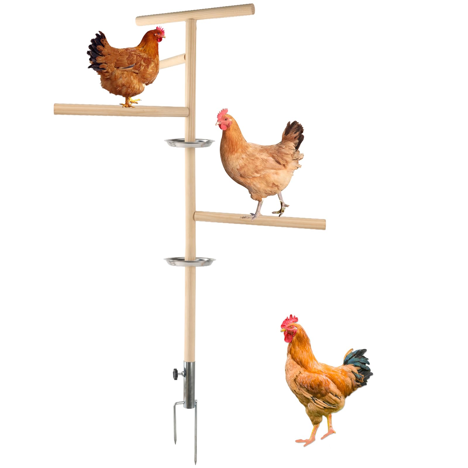 Nature Ann chicken perch stand with grounding base for stable outdoor roosts