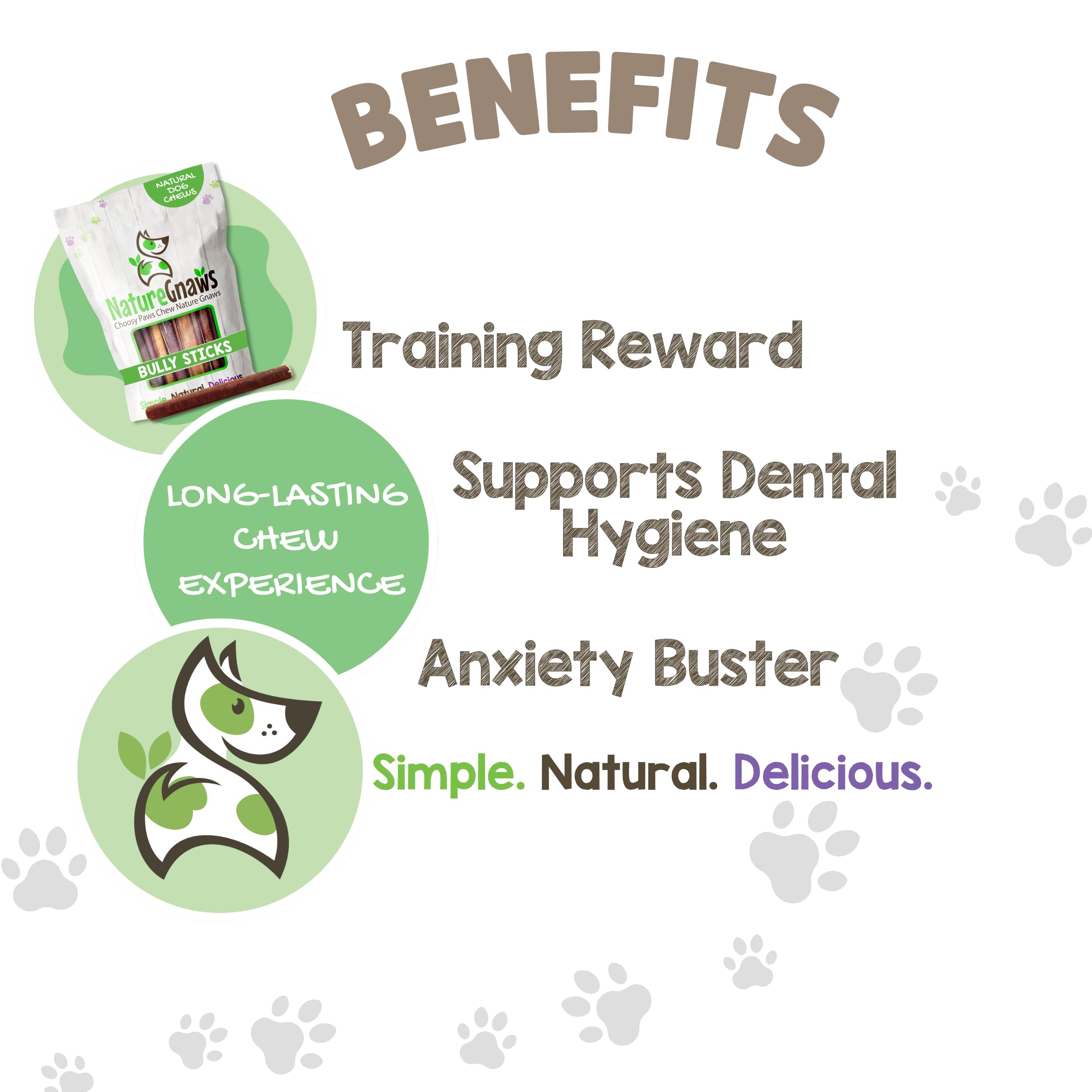 Nature Gnaws Large Bully Sticks beef-pizzle detail, showcasing natural texture and quality ingredients.