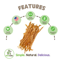 Nature Gnaws USA Turkey Tendons close-up texture highlighting durable chew for teething