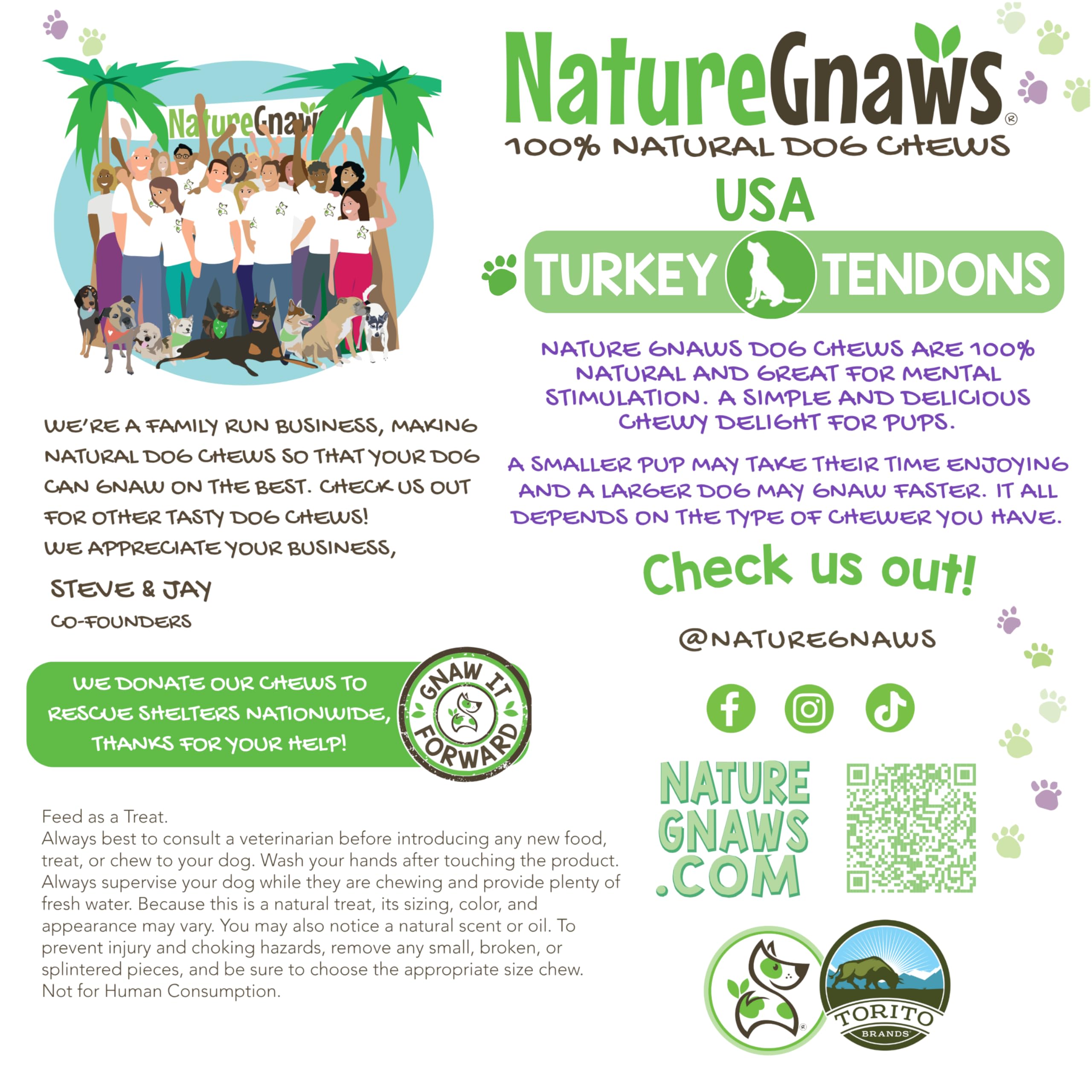 Nature Gnaws USA Turkey Tendons grain-free chew, a rawhide alternative