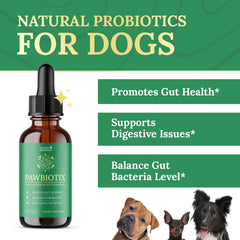 Nature’s NutriWave Pawbiotix liquid dropper image highlights easy daily administration.