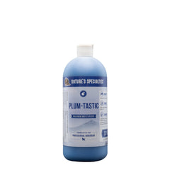 Nature's Specialties Plum-Tastic bottle pour shows ultra-concentrated conditioner for easy grooming prep.