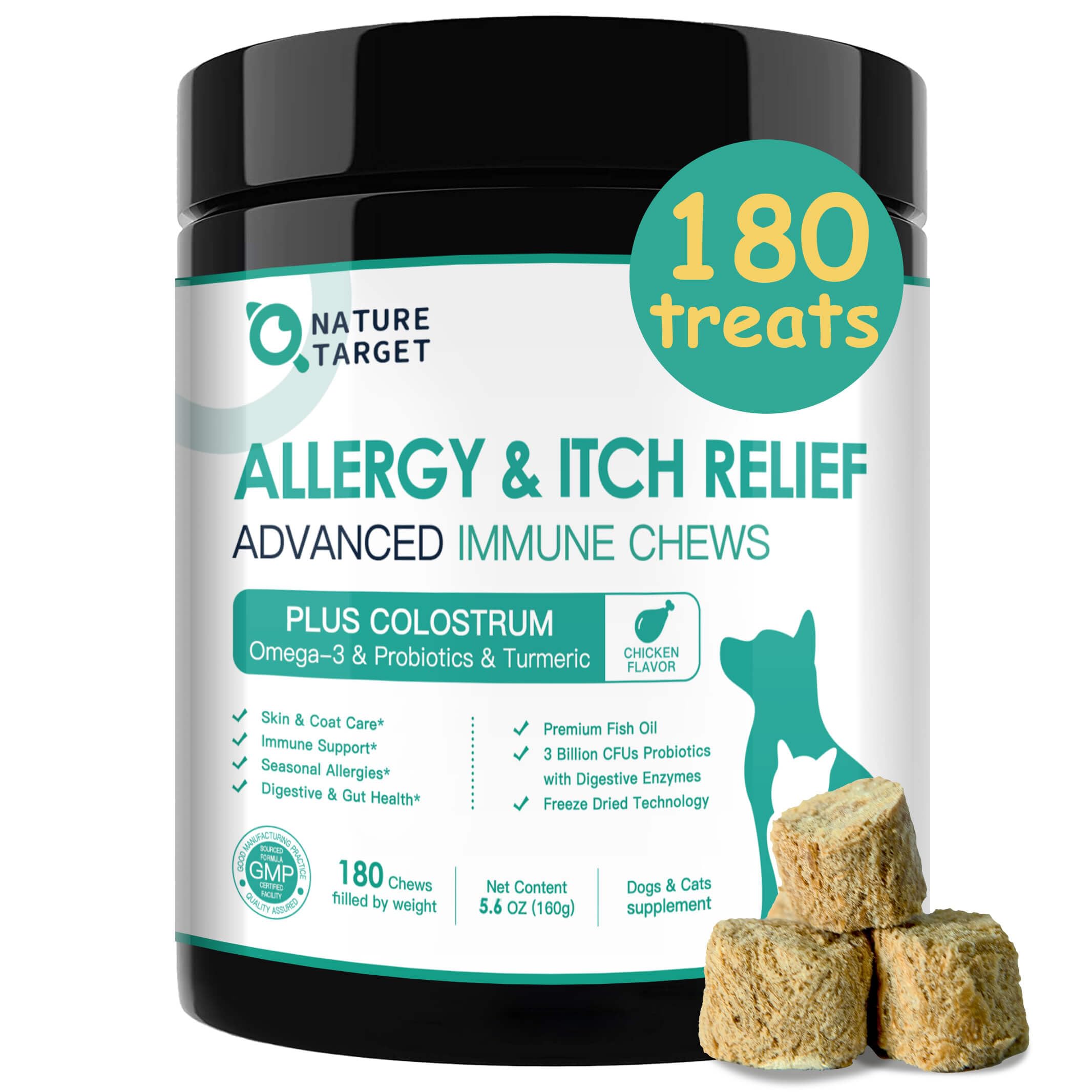 Nature Target dog allergy chews packaging - convenient allergy relief for daily use.