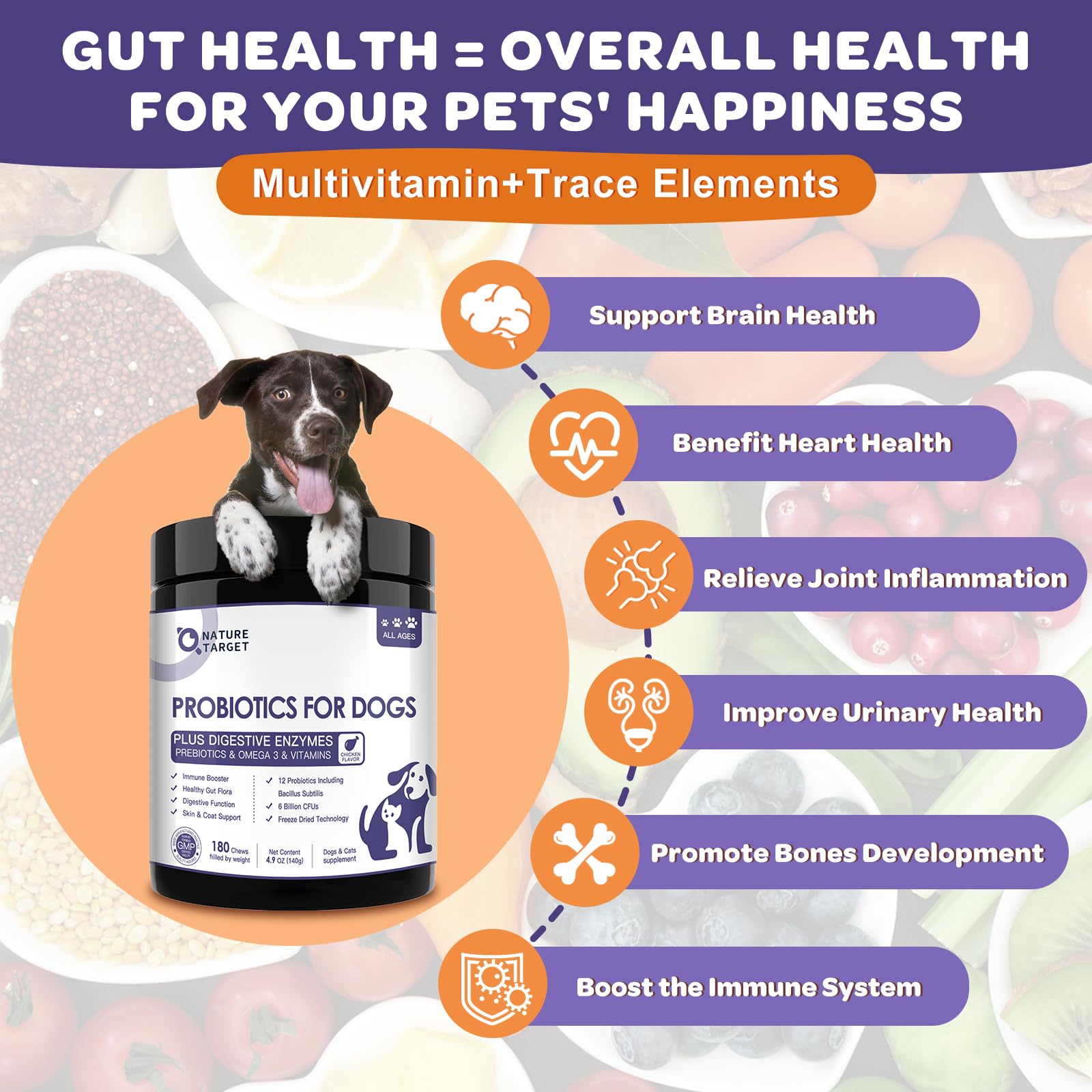 Nature Target packaging protects live probiotics until use.