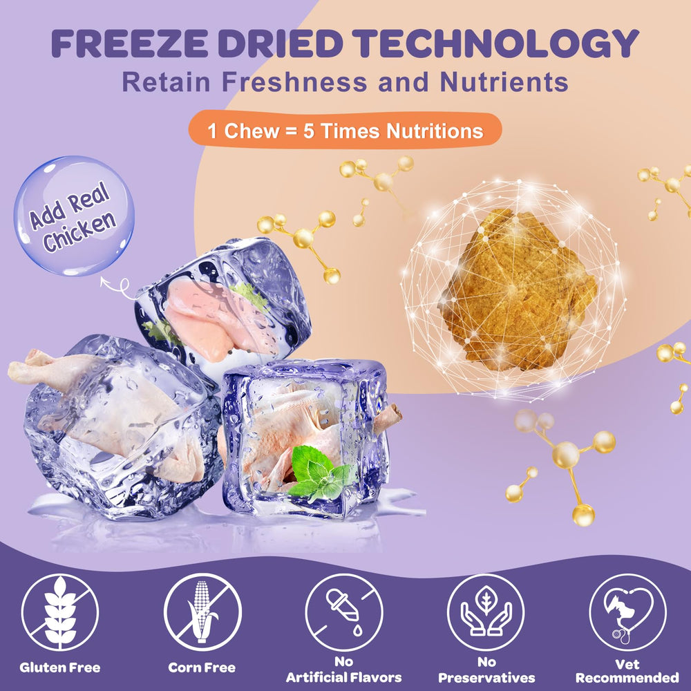 Nature Target probiotic chew being offered to a dog for daily use.