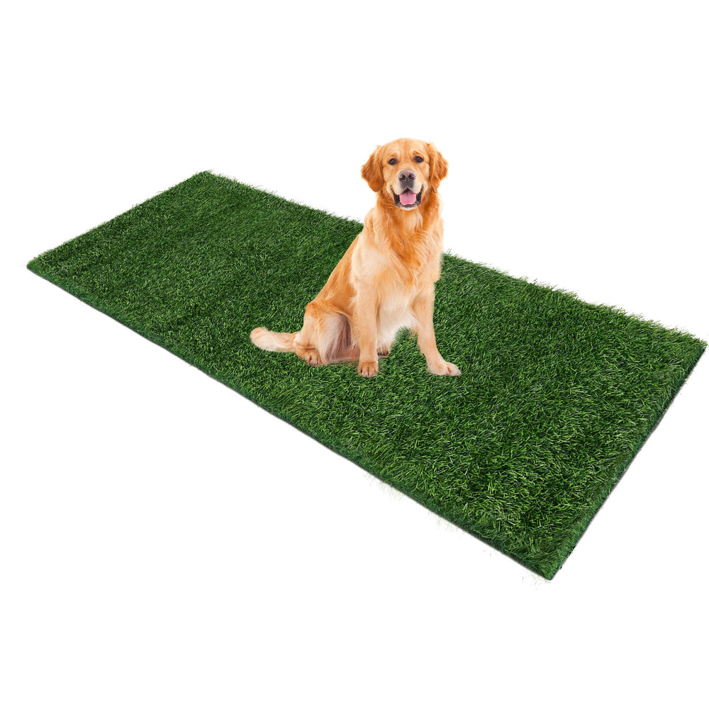 Naturei Grass Pad for Dogs in potty-training setup shows durable turf for mess-free indoor practice.