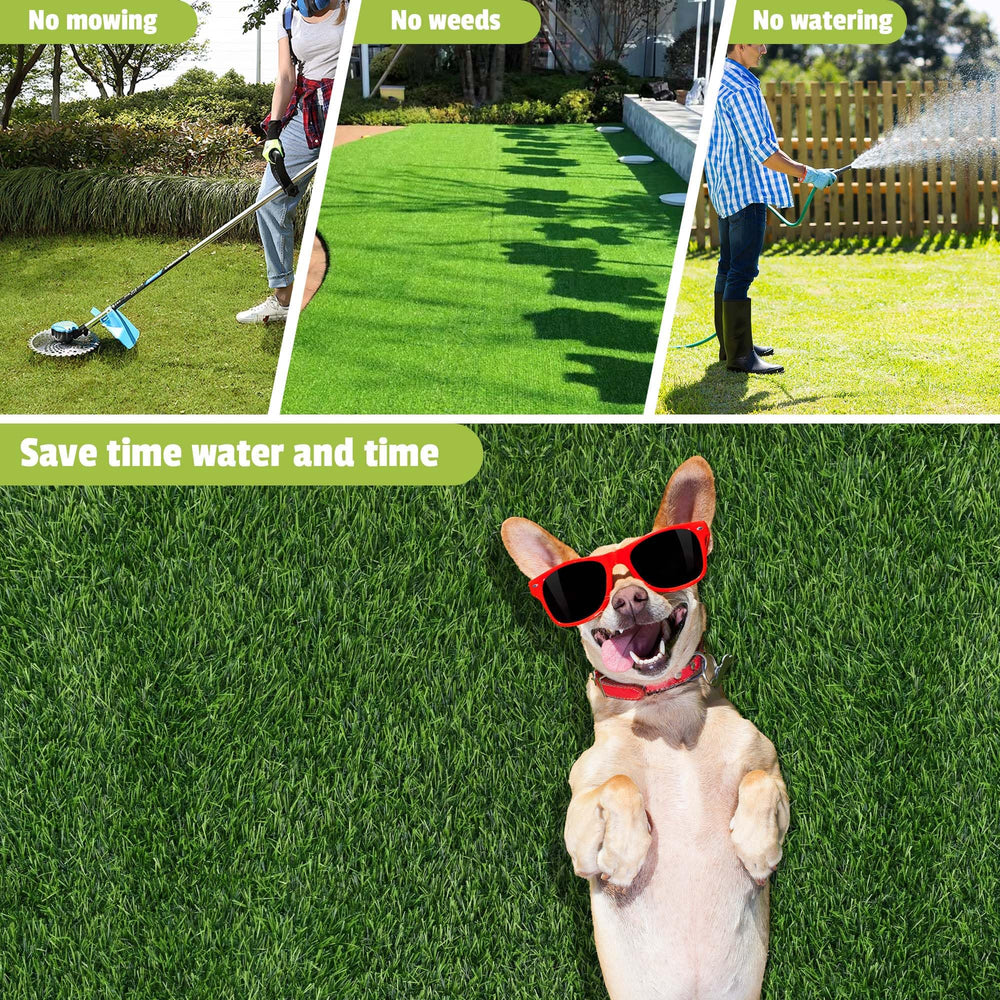 Naturei Grass Pad indoor-outdoor use image demonstrates versatile placement on balcony or patio.