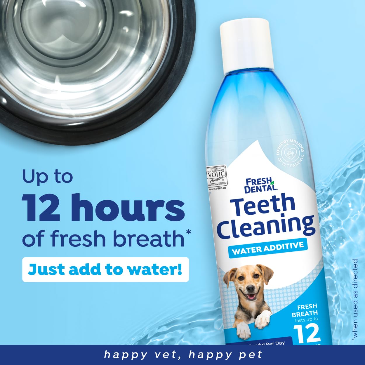 Naturel Promise dog water additive in bowl for routine oral care