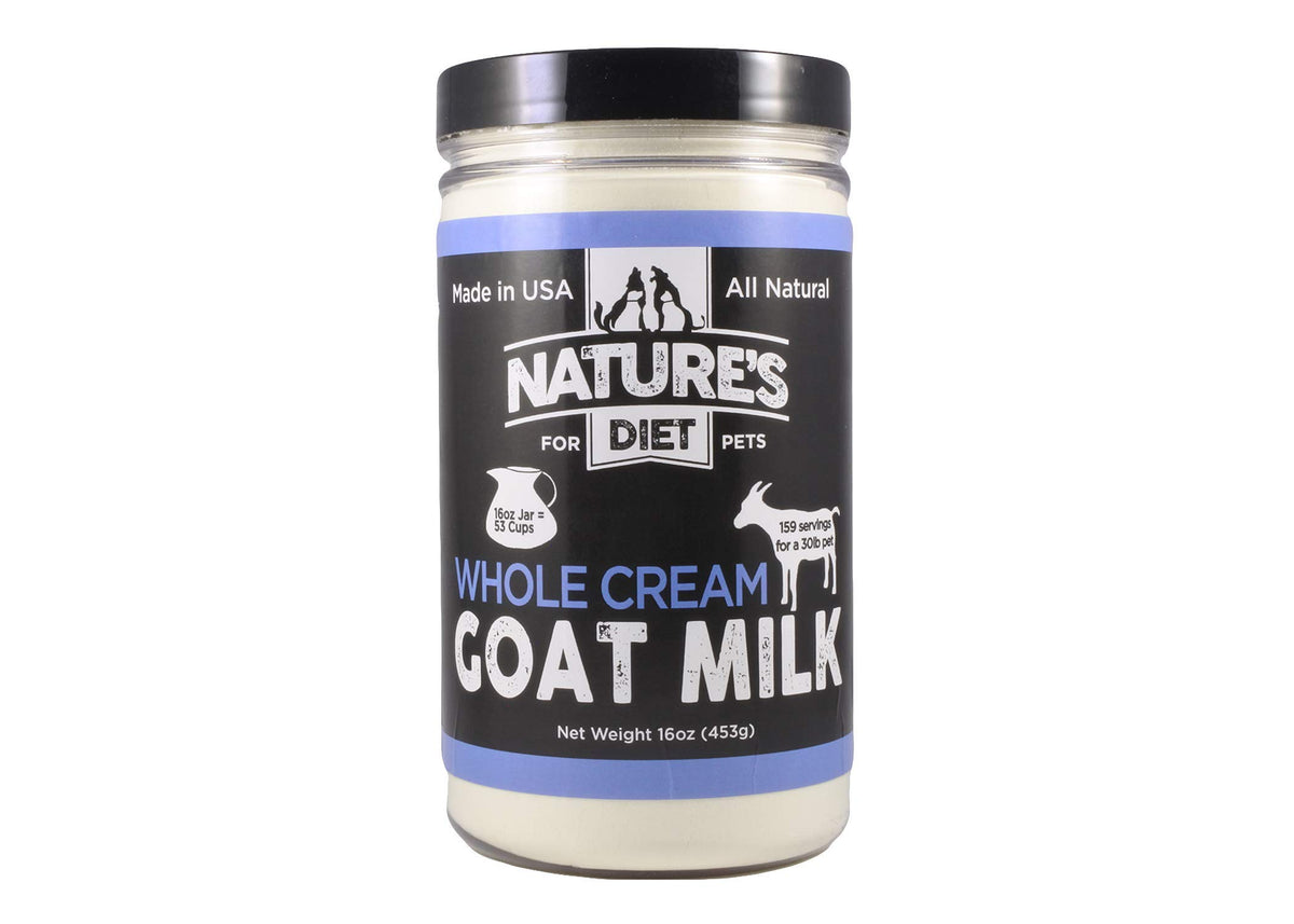 Nature's Diet goat milk powder tub: nutrient-dense powder for digestion support