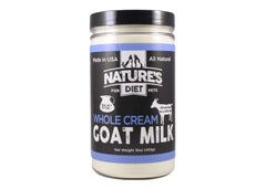 Nature's Diet goat milk powder tub: nutrient-dense powder for digestion support
