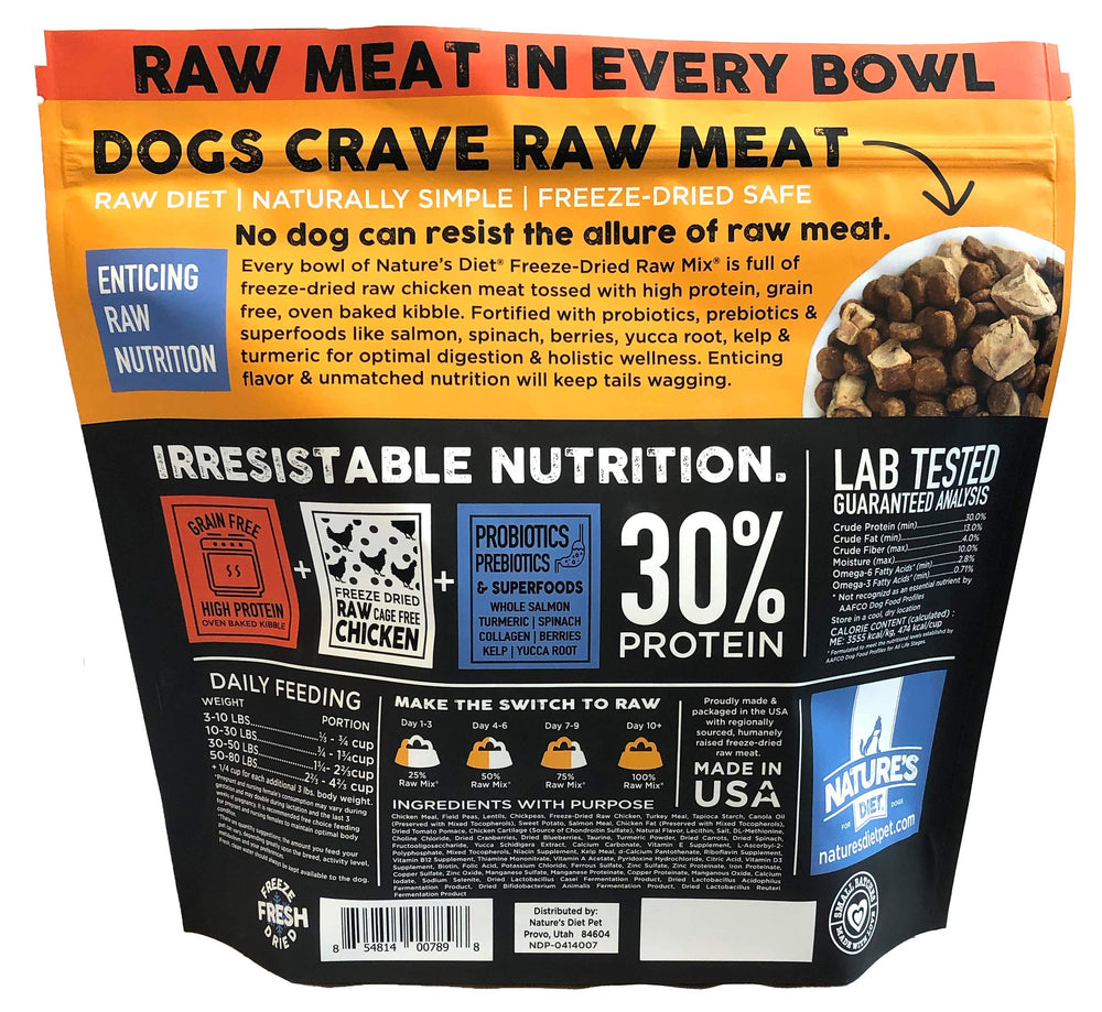 Nature's Diet Raw Mix Kibble freeze-dried-chicken-slices illustrate safe raw nutrition