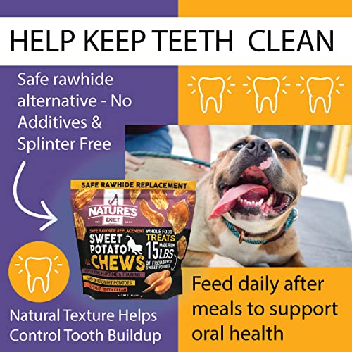 Nature's Diet Sweet Potato Chews XL long chew sticks in action for dogs