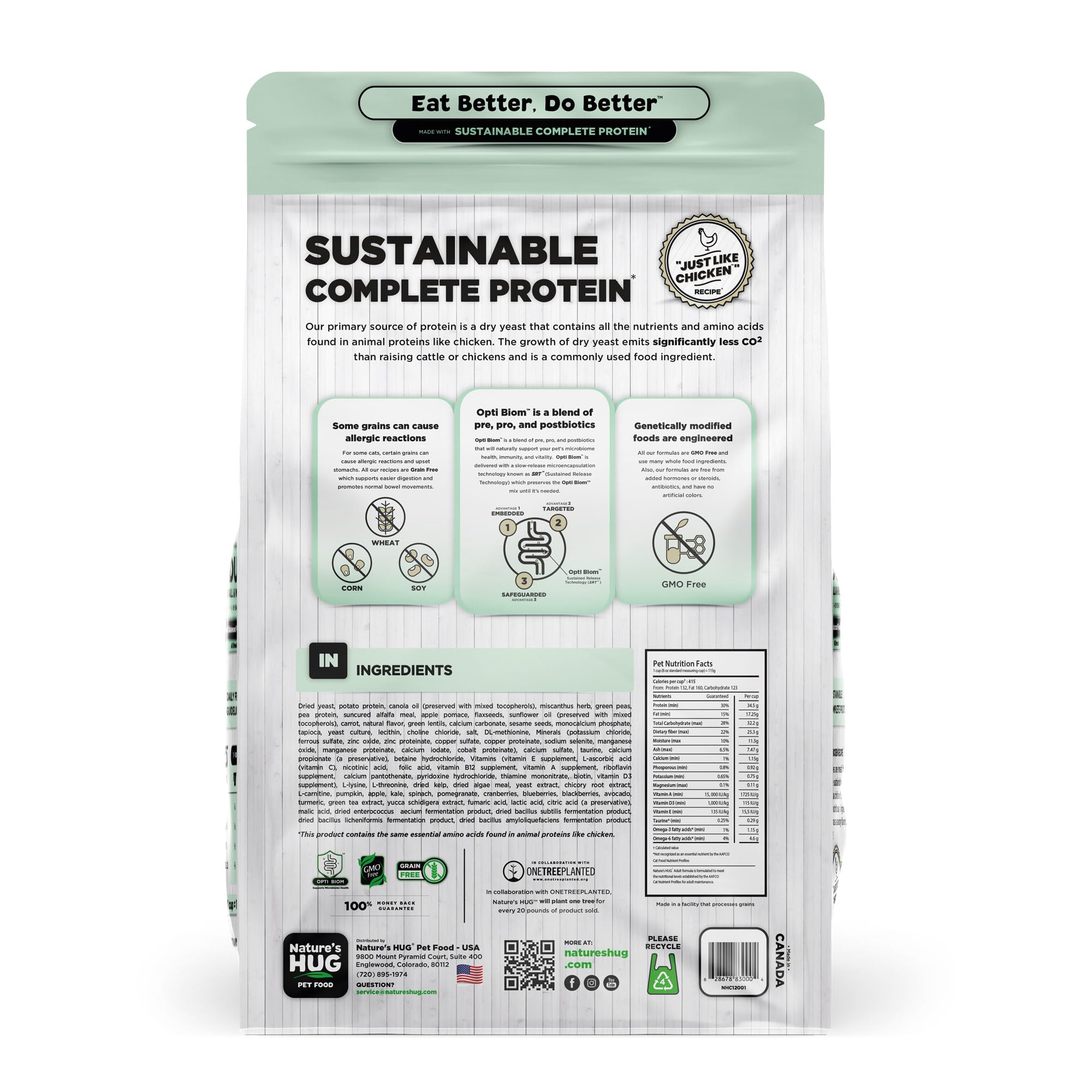 Nature's HUG hypoallergenic dry cat food bowl served highlights savory grain-free nutrition.