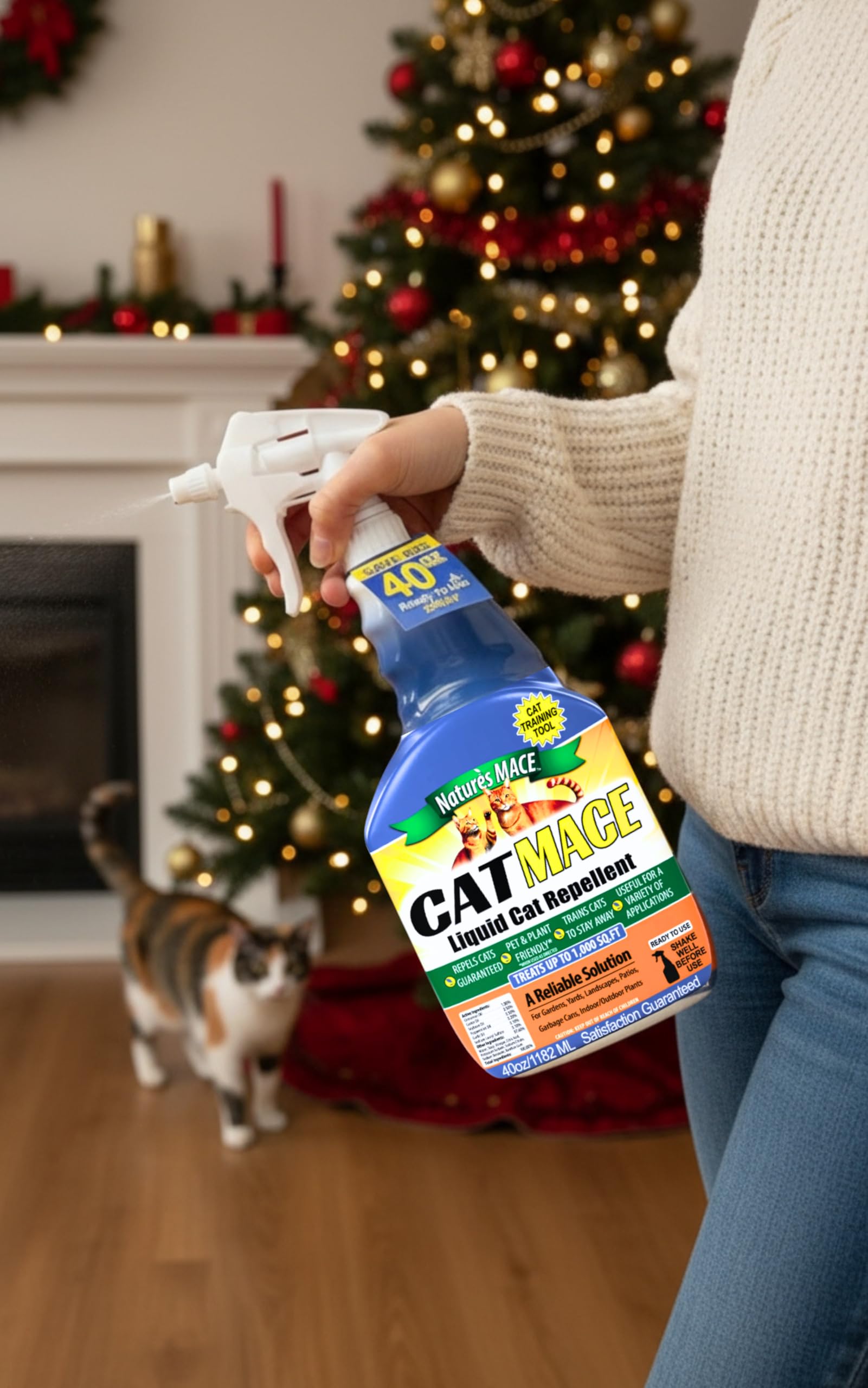 Nature's MACE outdoor spray deters cats from garden beds safely