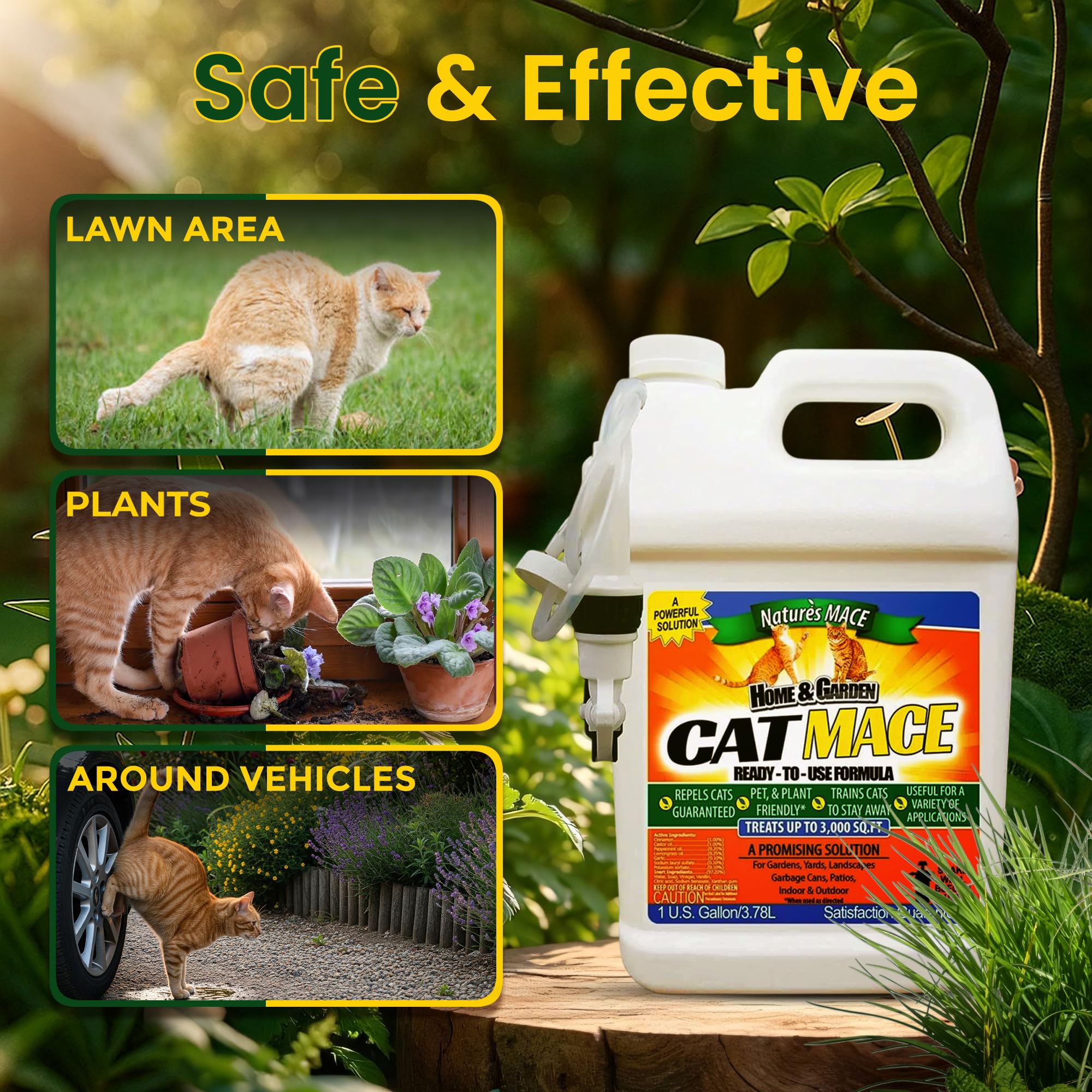 Nature's MACE patio-garden-application bottle used to deter cats from surfaces