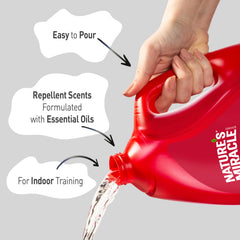 Indoor training scene using Nature’s Miracle Advanced Platinum to discourage marking