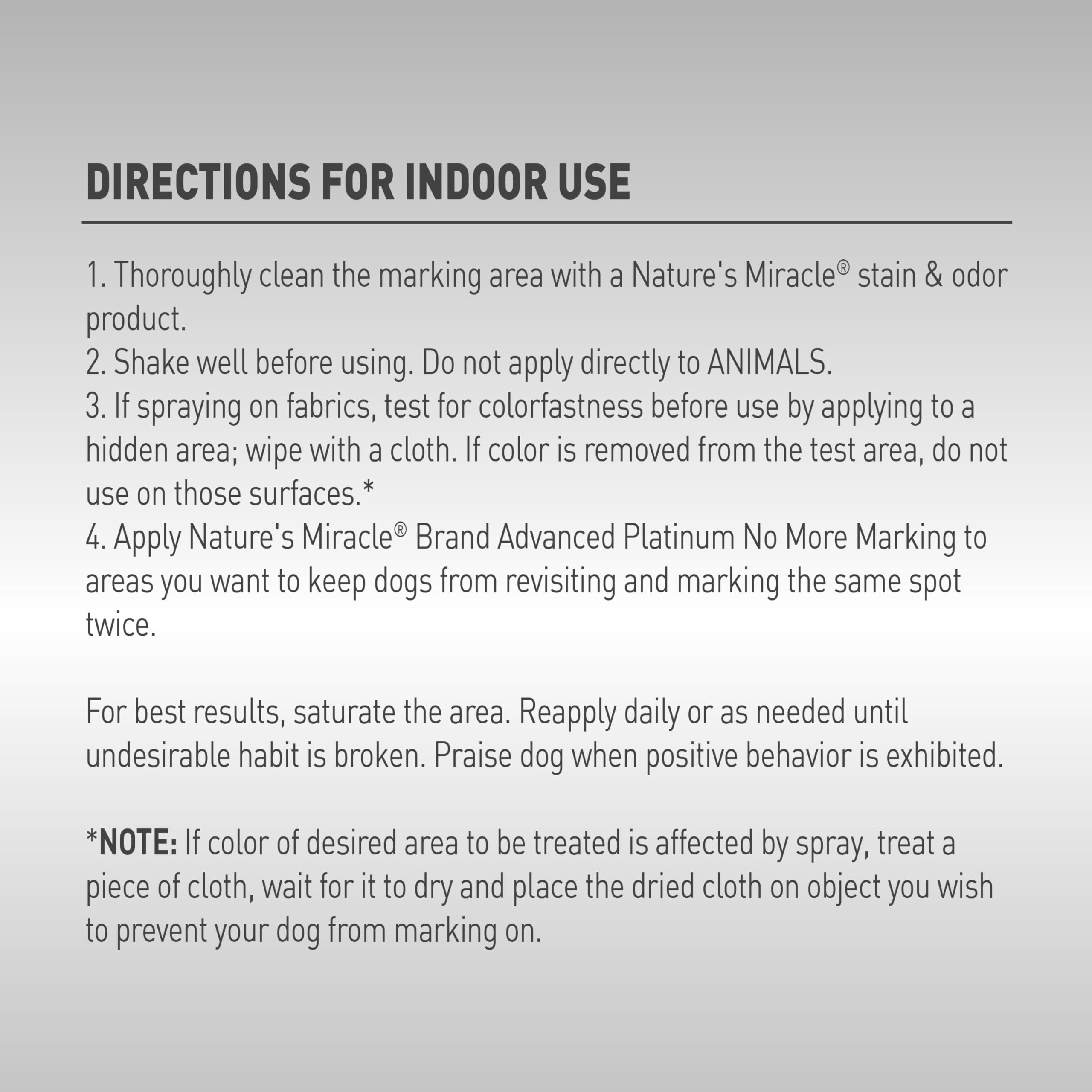 Treated area with Nature’s Miracle No More Marking helps reinforce training boundaries