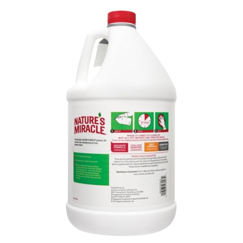 Nature's Miracle urine destroyer on carpet close-up highlights fresh scent and odor removal.