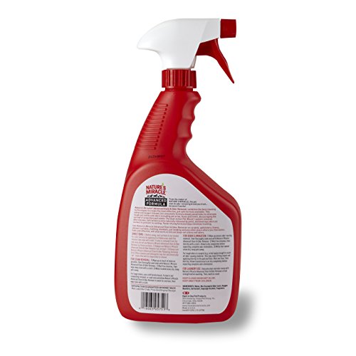 Nature's Miracle stain-odor remover with bio-enzymatic formula applied to fabrics