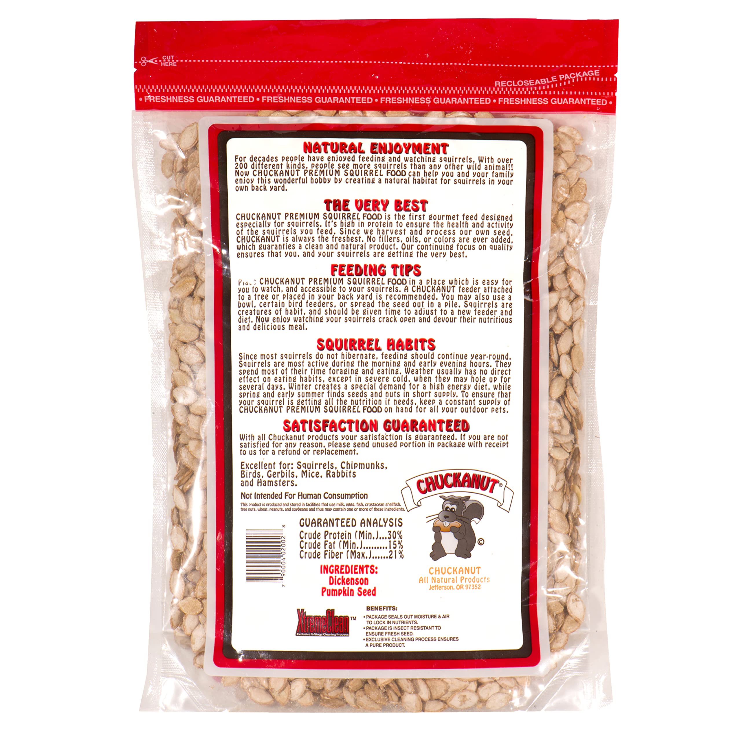 Nature's Nuts Chuckanut Premium Squirrel Food serving tray demonstrates easy feeding.