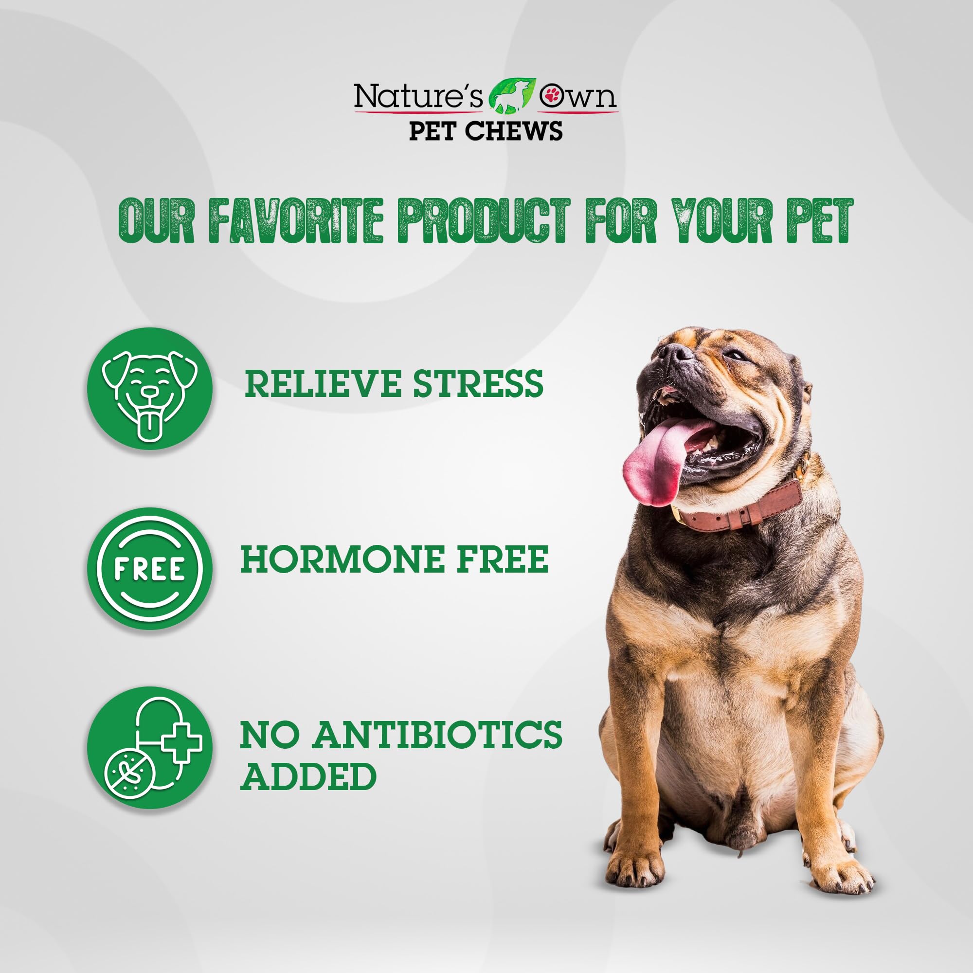 Nature's Own Pet Chews 100% natural ingredients highlight wholesome snack.