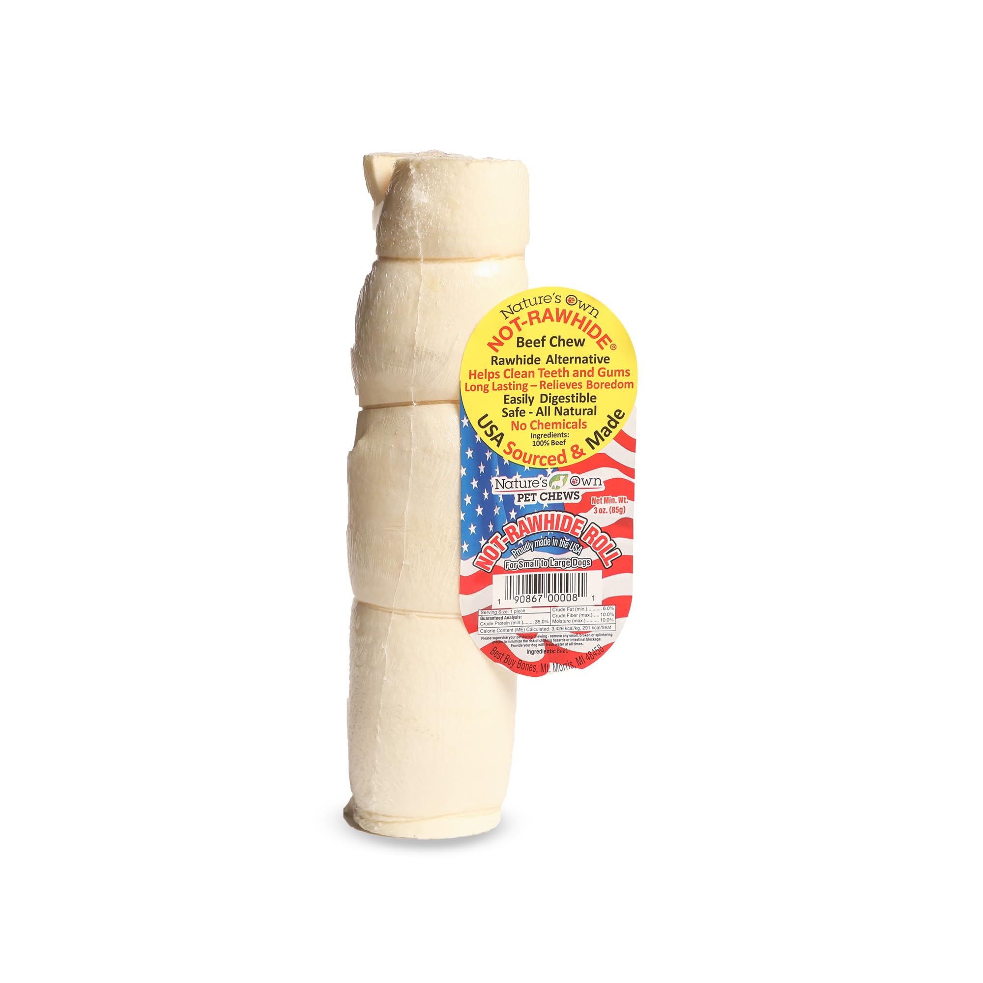 Nature's Own Pet Chews head of beef gluten-free chew suitable for sensitive stomachs.