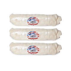 Nature's Own Pet Chews not-rawhide beef rolls closeup demonstrates durable chew for hours of use.